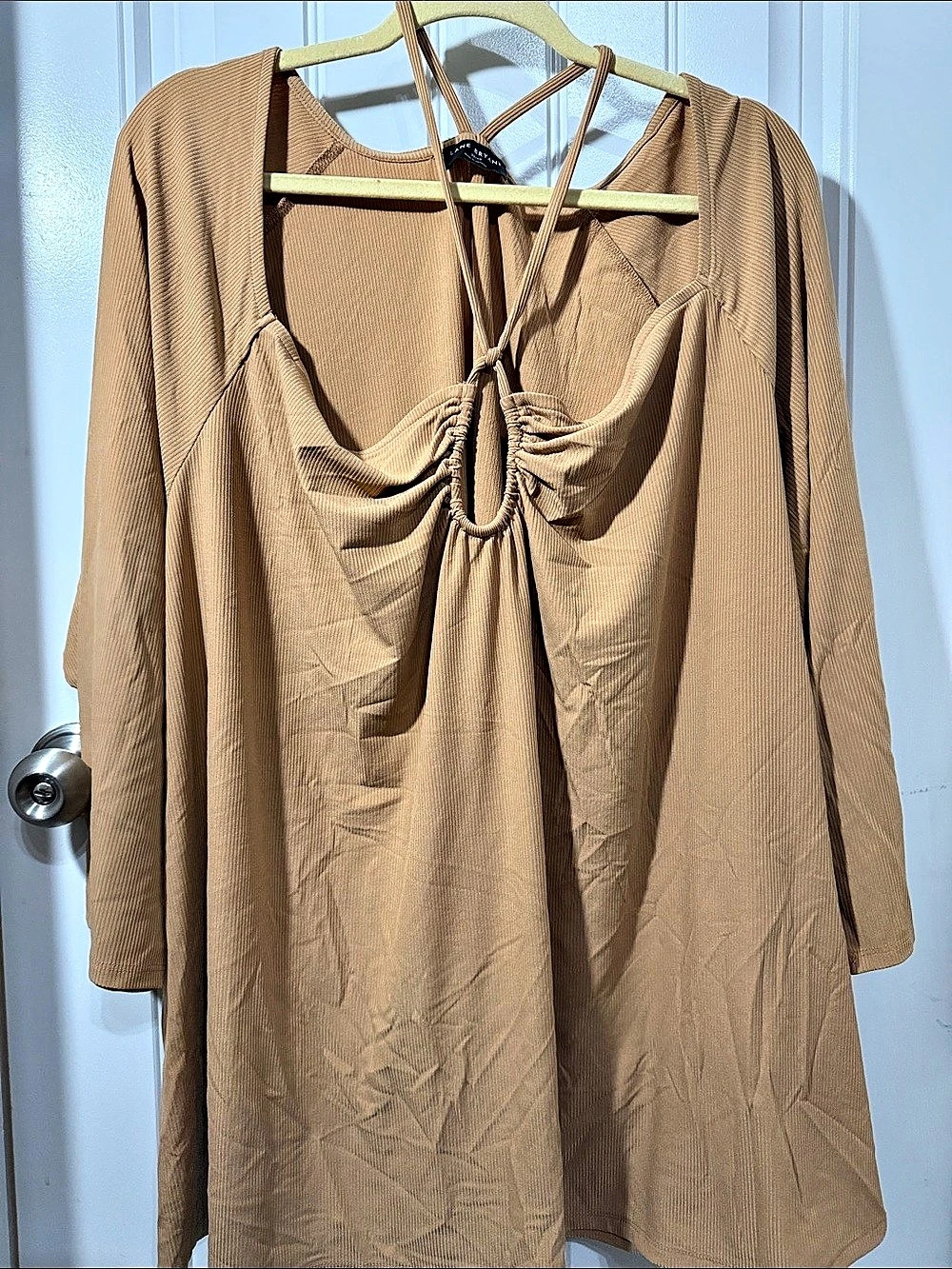 Lane Bryant Ribbed Gathered Tunic in Brown Size 5XL (38/40) Like New